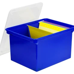 Storex Plastic Locking File Tote, Letter/Legal, Blue (STX61554U01C) Clearance