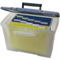 Storex Portable File Storage Box With Organizer Lid, Letter/Legal Size, Clear (STX61511U01C) Clearance