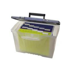 Storex Portable File Storage Box With Organizer Lid, Letter/Legal Size, Clear (STX61511U01C) Clearance