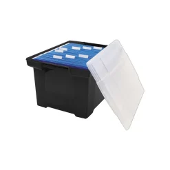 Storex Storage Plastic File Tote with Comfort Grips, Letter/Legal Size, Black/Clear (61528U01C) Best