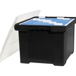 Storex Storage Plastic File Tote with Comfort Grips, Letter/Legal Size, Black/Clear (61528U01C) Best