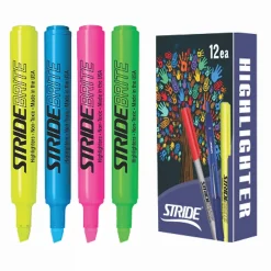 Stride Brite Tank Highlighters, Chisel Tip, Assorted Colors, 12/Pack (42012) Hot
