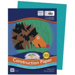 SunWorks 9" x 12" Construction Paper, Turquoise, 50 Sheets (P7703) Construction Paper
