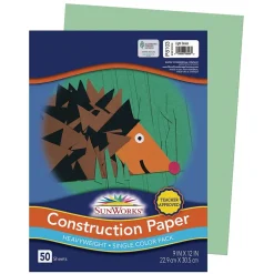 Sale 9" x 12" Construction Paper, Light Green, 50 Sheets (P8103) Construction Paper