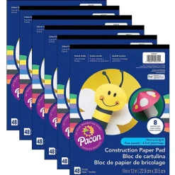 Online Heavyweight 9" x 12" Construction Paper Pad, Assorted Colors, 48 Sheets/Pack, 12 Packs (PAC104612-12) Construction Paper