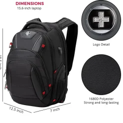 SwissDigital Circuit Laptop Backpack, Black (J14-BR)