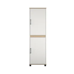 New Whitmore 68" Kitchen Pantry Cabinet with 4 Shelves, Rustic White/Oak (9695500COM) Storage Cabinets
