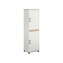 New Whitmore 68" Kitchen Pantry Cabinet with 4 Shelves, Rustic White/Oak (9695500COM) Storage Cabinets