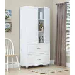 Discount SystemBuild Kendall 36" 2 Door/2 Drawer Storage Cabinet, White (7364401PCOM) Storage Cabinets