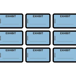 Tabbies Pre-Printed Labels - Defendant's Exhibit, Self-Adhesive, 1x1-5/8", Blue, 252 Labels/Pack (58093) New