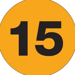 Tape Logic 1" Circle "15" Number Label, Fluorescent Orange, 500/Roll Online