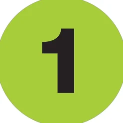 Tape Logic 1" Circle "1" Number Label, Fluorescent Green, 500/Roll Discount