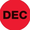 Tape Logic 1" Circle "DEC" Month of the Year Labels, Fluorescent Red, 500/Roll Clearance