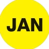 Tape Logic 1" Circle "JAN" Month of the Year Labels, Fluorescent Yellow, 500/Roll Best