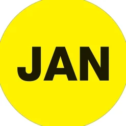 Tape Logic 1" Circle "JAN" Month of the Year Labels, Fluorescent Yellow, 500/Roll Best