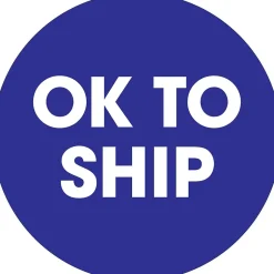 Tape Logic 2" Circle "OK To Ship" Pre Printed Inventory Label, Blue, 500/Roll Best