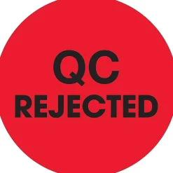 Tape Logic 2" Circle "QC Rejected" Label, Fluorescent Red, 500/Roll New