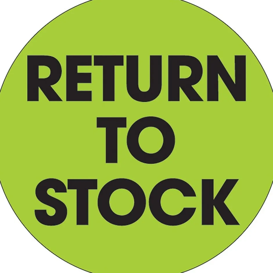Tape Logic 2" Circle "Return To Stock" Label, Fluorescent Green, 500/Roll