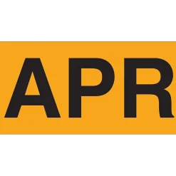 Tape Logic 3" x 2" Rectangle "APR" Months of the Year Label, Fluorescent Orange, 500/Roll Best