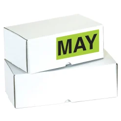 Tape Logic 6" x 3" Rectangle "MAY" Months of the Year Label, Fluorescent Green, 500/Roll New
