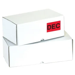 Tape Logic 3" x 2" Rectangle "DEC" Months of the Year Label, Fluorescent Red, 500/Roll Discount