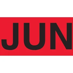 Tape Logic 3" x 2" Rectangle "JUN" Months of the Year Label, Fluorescent Red, 500/Roll Online