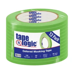 Tape Logic ™ 1/4" x 60 Yards Masking Tape, Light Green, 12 Rolls (T93100312PKA)* Masking Tape
