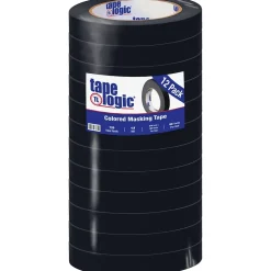 Tape Logic ™ 3/4" x 60 Yards Masking Tape, Black, 12 Rolls (T93400312PKB)* Masking Tape