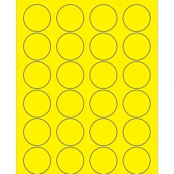 Tape Logic ® Circle Laser Labels, 1 5/8", Fluorescent Yellow, 2400/Case (LL193YE)* Address Labels