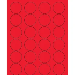 Tape Logic ® Circle Laser Labels, 1 5/8", Fluorescent Red, 2400/Case (LL193RD)* Address Labels