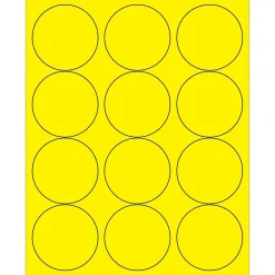 Tape Logic ® Circle Laser Labels, 2 1/2", Fluorescent Yellow, 1200/Case (LL194YE)* Address Labels