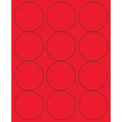 Tape Logic ® Circle Laser Labels, 2 1/2", Fluorescent Red, 1200/Case (LL194RD)* Address Labels
