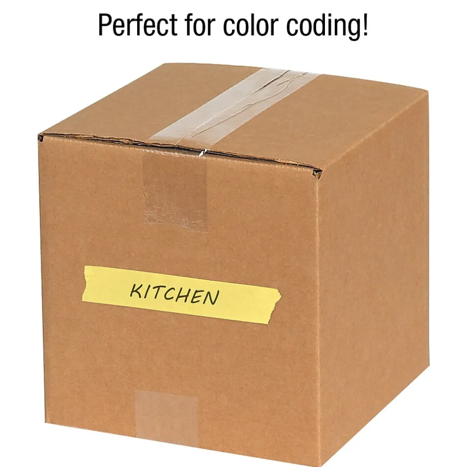 Tape Logic ® Colored Masking Tape, 4.9 Mil, 1/2" x 60 yds., Yellow, 12/Case (T93300312PKY)* Masking Tape