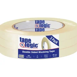 Tape Logic ® Double Sided Masking Tape, 7 Mil, 1/2" x 36 yds., Tan, 3/Case (T9531003PK)* Masking Tape