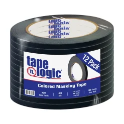 Tape Logic Masking Tape, 0.25" x 60 yds., Black, 12/Carton (T93100312PKB)* Masking Tape