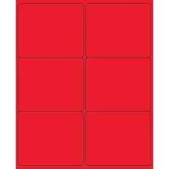 Tape Logic ® Rectangle Laser Labels, 4" x 3 1/3", Fluorescent Red, 600/Case (LL180RD)* Address Labels