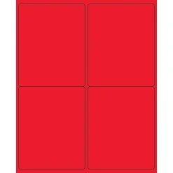 Tape Logic ® Rectangle Laser Labels, 4" x 5", Fluorescent Red, 400/Case (LL181RD)* Address Labels