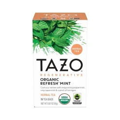 Tea<Tazo Refresh Mint Herbal Tea, Tea Bag, 0.67 Oz., 16/Box (10794522003508)
