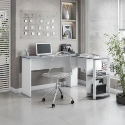 51" Mixed Materials L-Shaped Desk, Gray (RTA-8413L-GRY) L-Desks