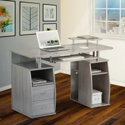 Complete Computer Workstation Desk With Storage, Gray (RTA-8211-GRY) Corner Desks