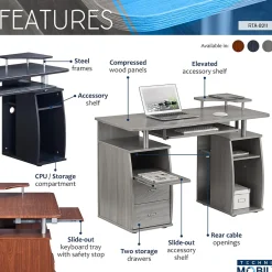 Complete Computer Workstation Desk With Storage, Gray (RTA-8211-GRY) Corner Desks