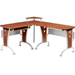 Deluxe 57"W L-Shaped Desk, Mahogany (RTA-3806-M615) L-Desks