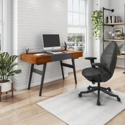 Clearance Expandable 51" MDF Table Desk, Gray/Mahogany (RTA-1854-MAH) Office Desks