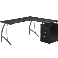Modern L-Shaped Computer Desk with File Cabinet, Espresso (RTA-4804L-ES) Corner Desks