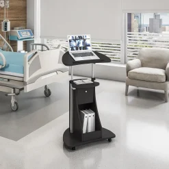 22"W Manual Adjustable Standing Laptop Cart, (RTA-B005-BK46) Standing Desks