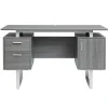 New 51.25"W Modern Office Desk with Storage, Gray (RTA-7002-GRY) Corner Desks