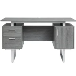 New 51.25"W Modern Office Desk with Storage, Gray (RTA-7002-GRY) Corner Desks