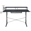 Carbon Computer Gaming Desk with Shelving, Black (RTA-TS200-BK) Corner Desks