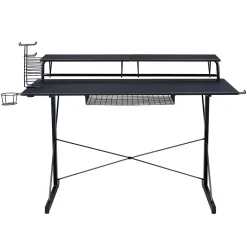 Carbon Computer Gaming Desk with Shelving, Black (RTA-TS200-BK) Corner Desks