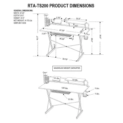 Carbon Computer Gaming Desk with Shelving, Black (RTA-TS200-BK) Corner Desks